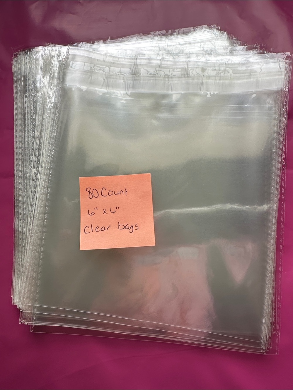 Clear Poly Bags 6" x 6" Self Adhesive Sticky Tab Seal Bags 80 Count